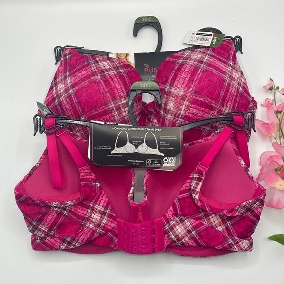 WOMEN’S JUNIORS FLORAL Lace Push Up Bra With Convertible Straps Size 34DD - Picture 2 of 6